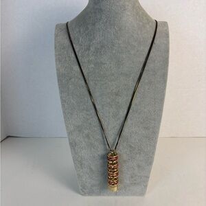 Christian Siriano Stacked Pink&Gold Pendant with 32”-34” Gold&Black Chains